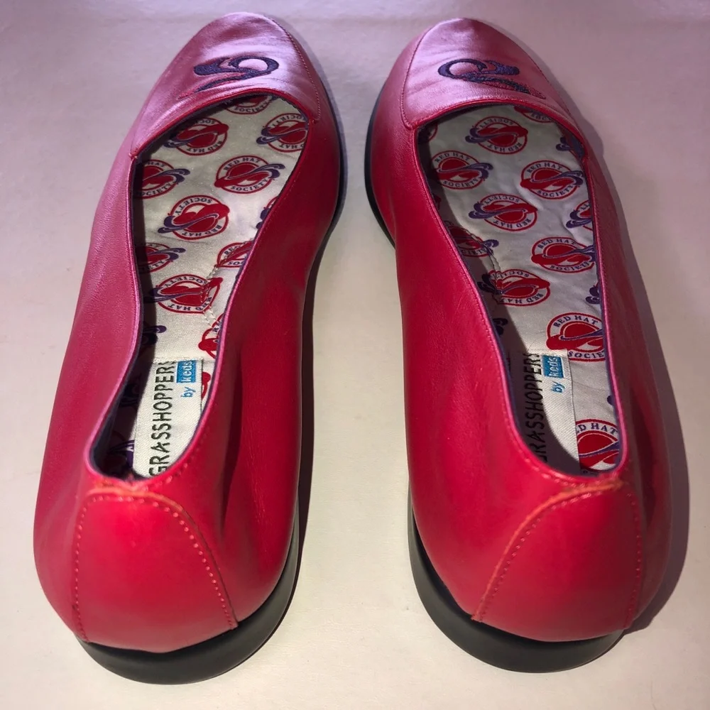NWOB KEDS Jazztime Red w/Hat Leather Loafers Red Hat Society (7.5M)